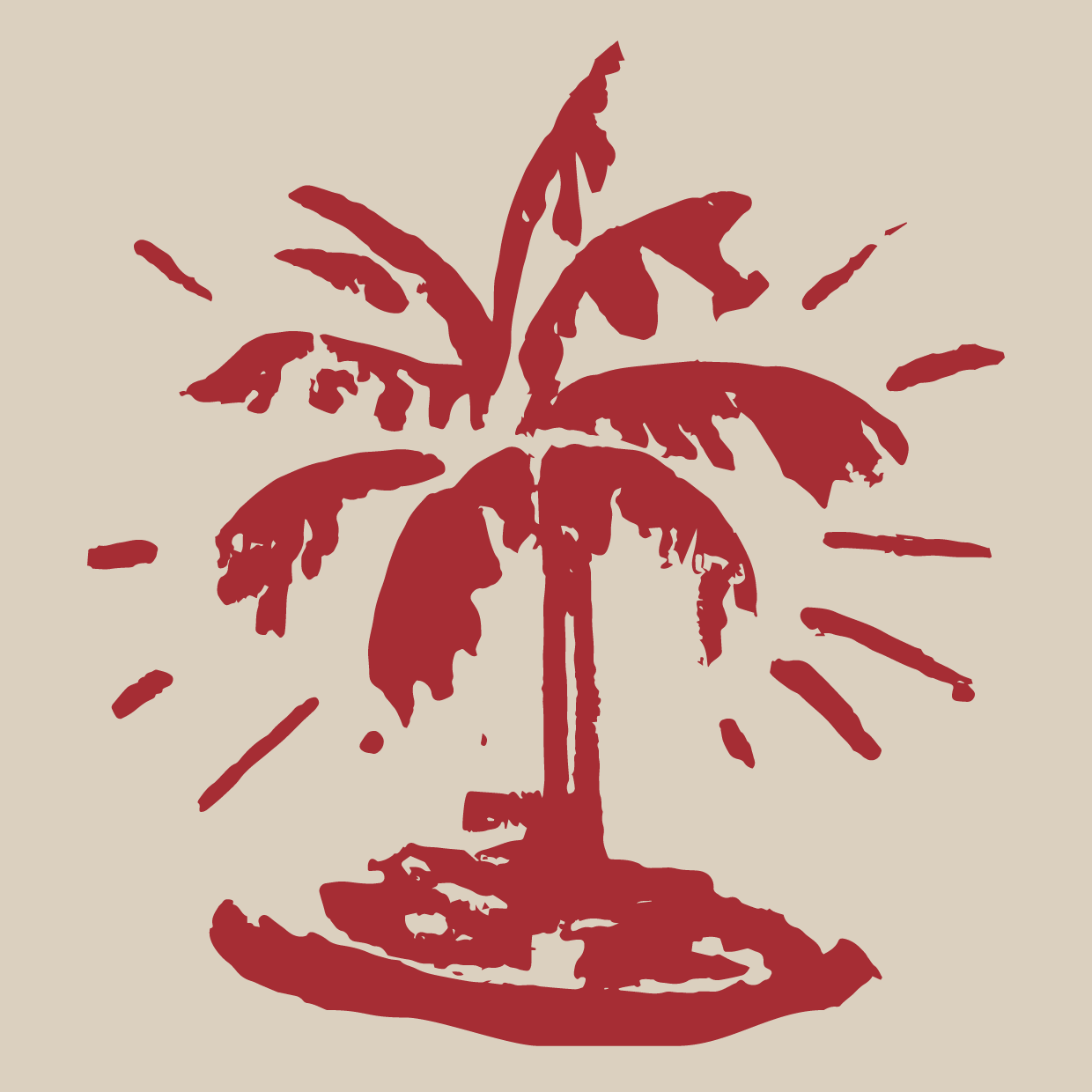 brand logo with palm and sun